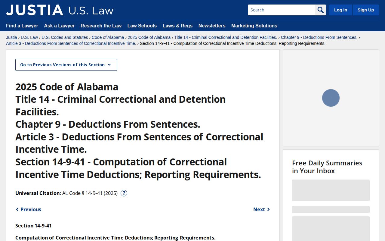 Perry County projected release date Alabama correctional incentive time statute